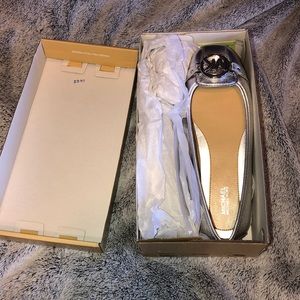 NIB Michael Kors metallic silver flat